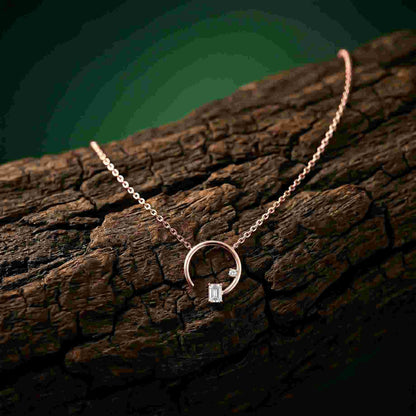 0.98Ct Moissanite Open Circle Emerald Cut Pendant