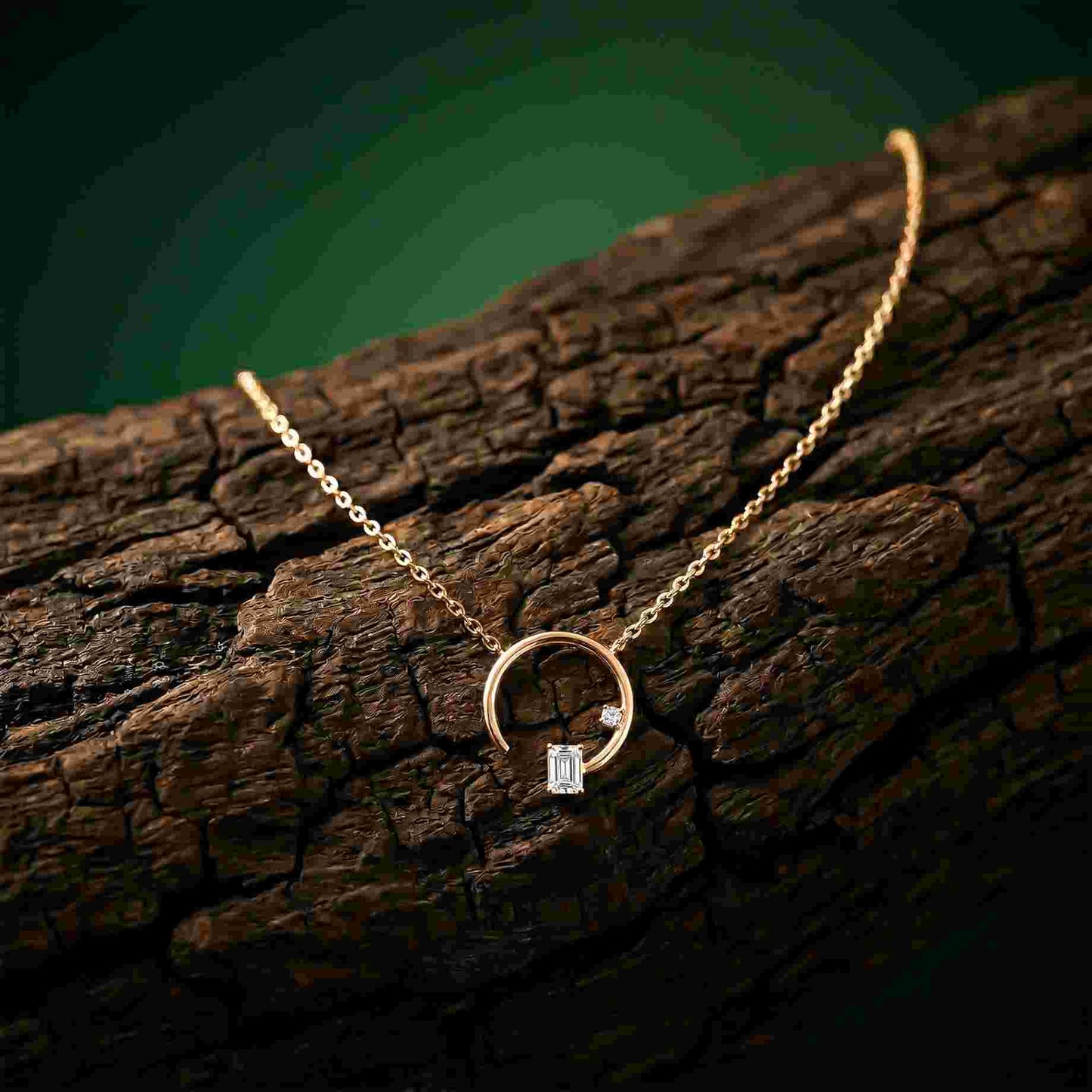 0.98Ct Moissanite Open Circle Emerald Cut Pendant