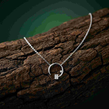 0.98Ct Moissanite Open Circle Emerald Cut Pendant