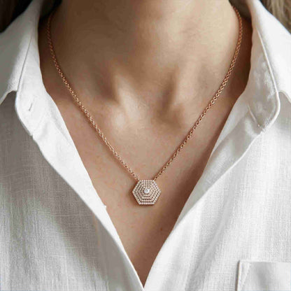 0.60Ct Moissanite Hexagon Geometric Pendant