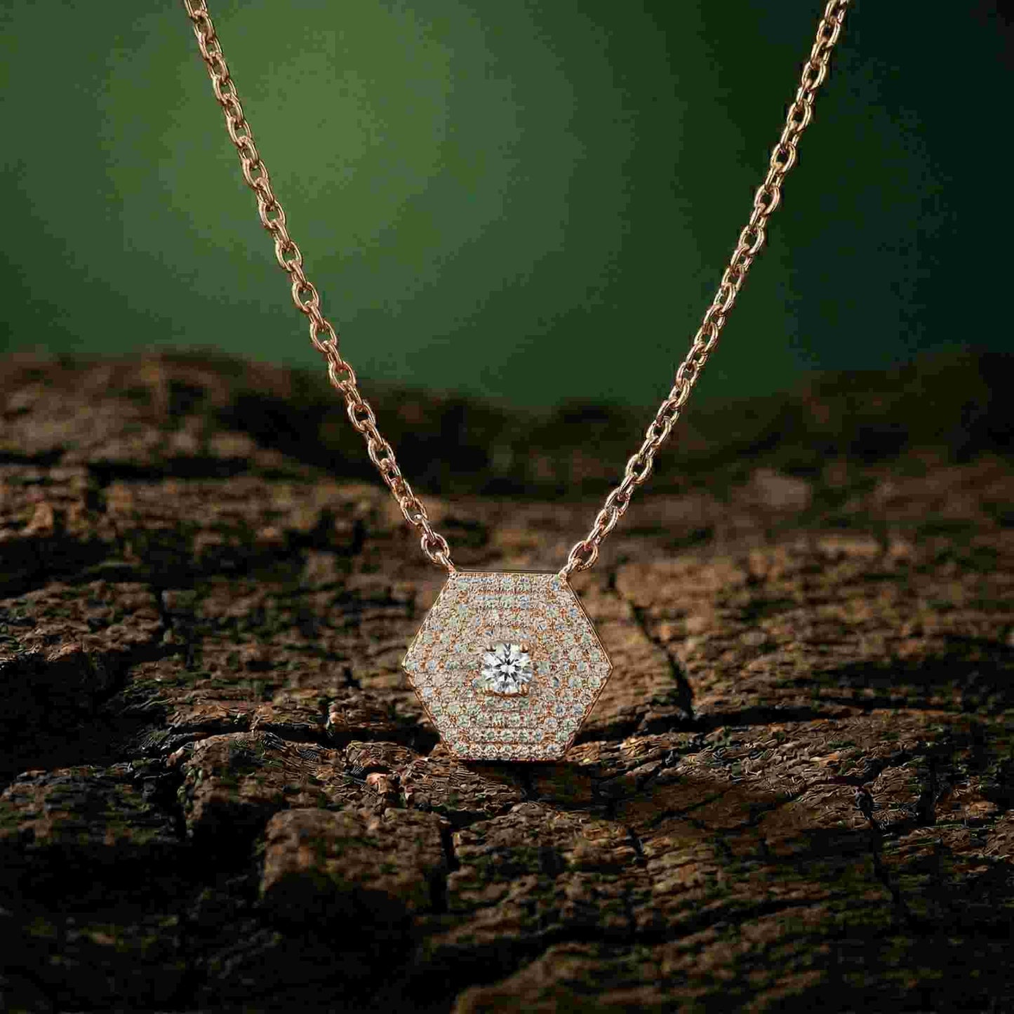 0.60Ct Moissanite Hexagon Geometric Pendant