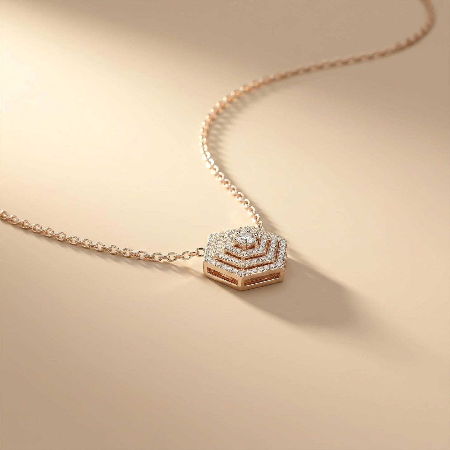 0.60Ct Moissanite Hexagon Geometric Pendant