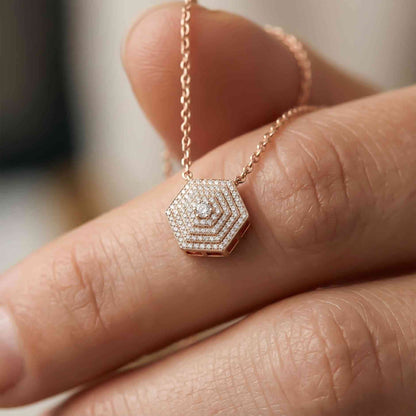 0.60Ct Moissanite Hexagon Geometric Pendant
