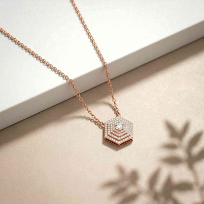 0.60Ct Moissanite Hexagon Geometric Pendant