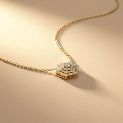 0.60Ct Moissanite Hexagon Geometric Pendant