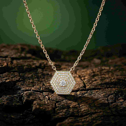 0.60Ct Moissanite Hexagon Geometric Pendant