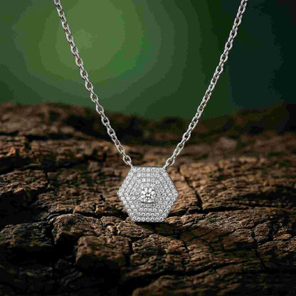 0.60Ct Moissanite Hexagon Geometric Pendant
