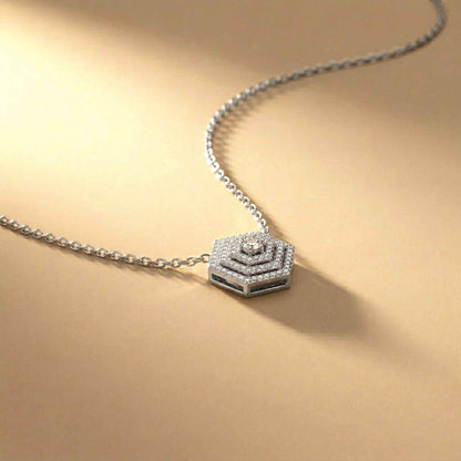 0.60Ct Moissanite Hexagon Geometric Pendant