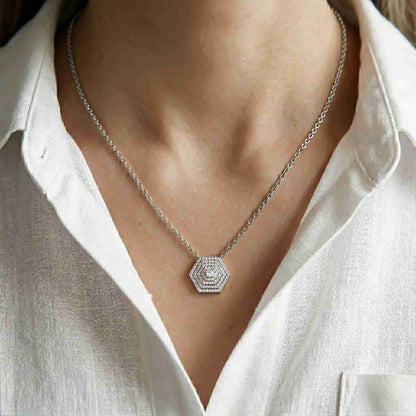 0.60Ct Moissanite Hexagon Geometric Pendant