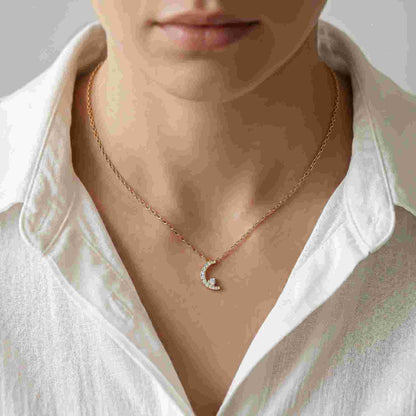 0.20Ct Moissanite Crescent Moon Pendant