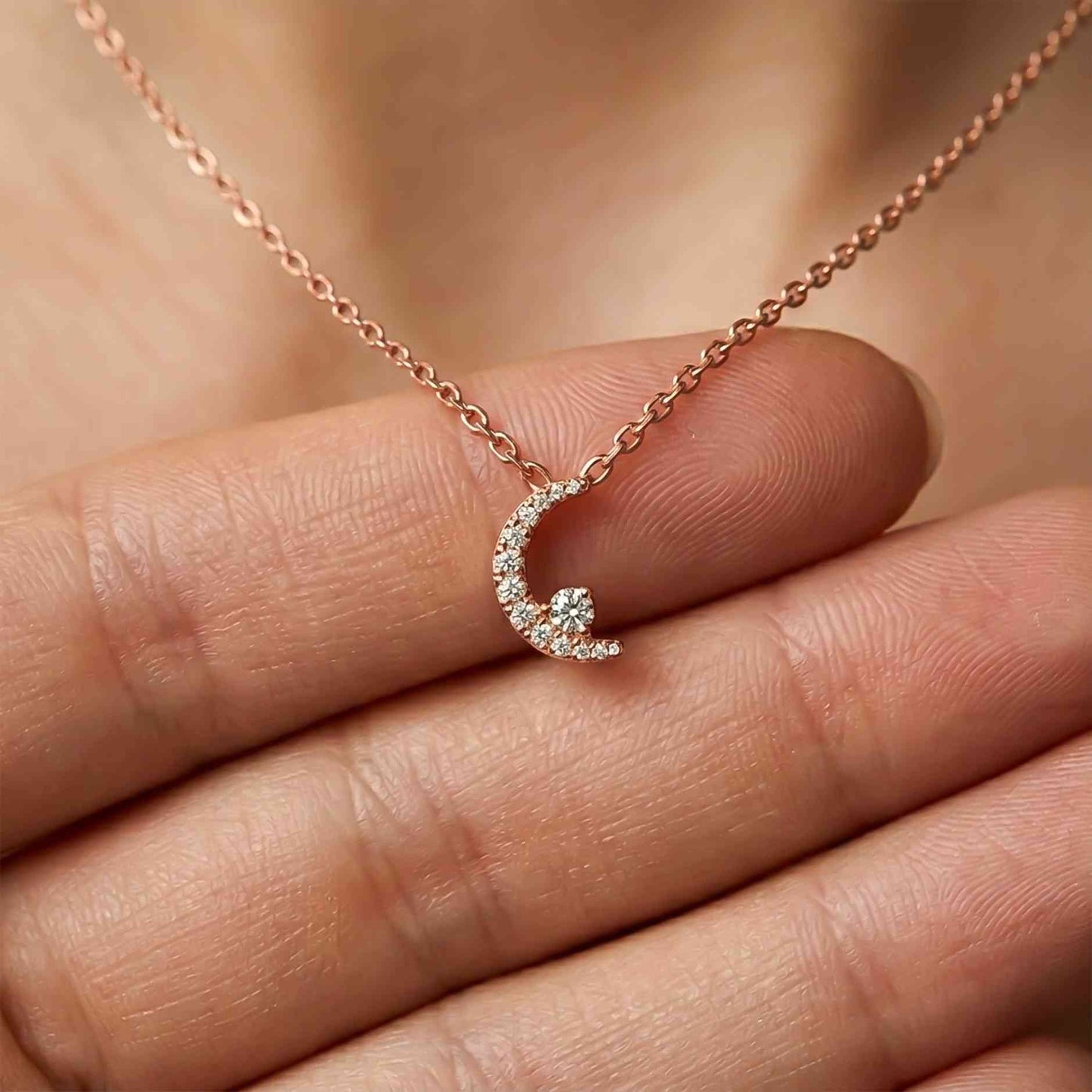 0.20Ct Moissanite Crescent Moon Pendant