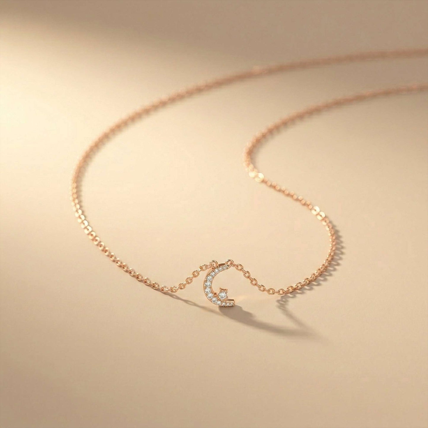 0.20Ct Moissanite Crescent Moon Pendant