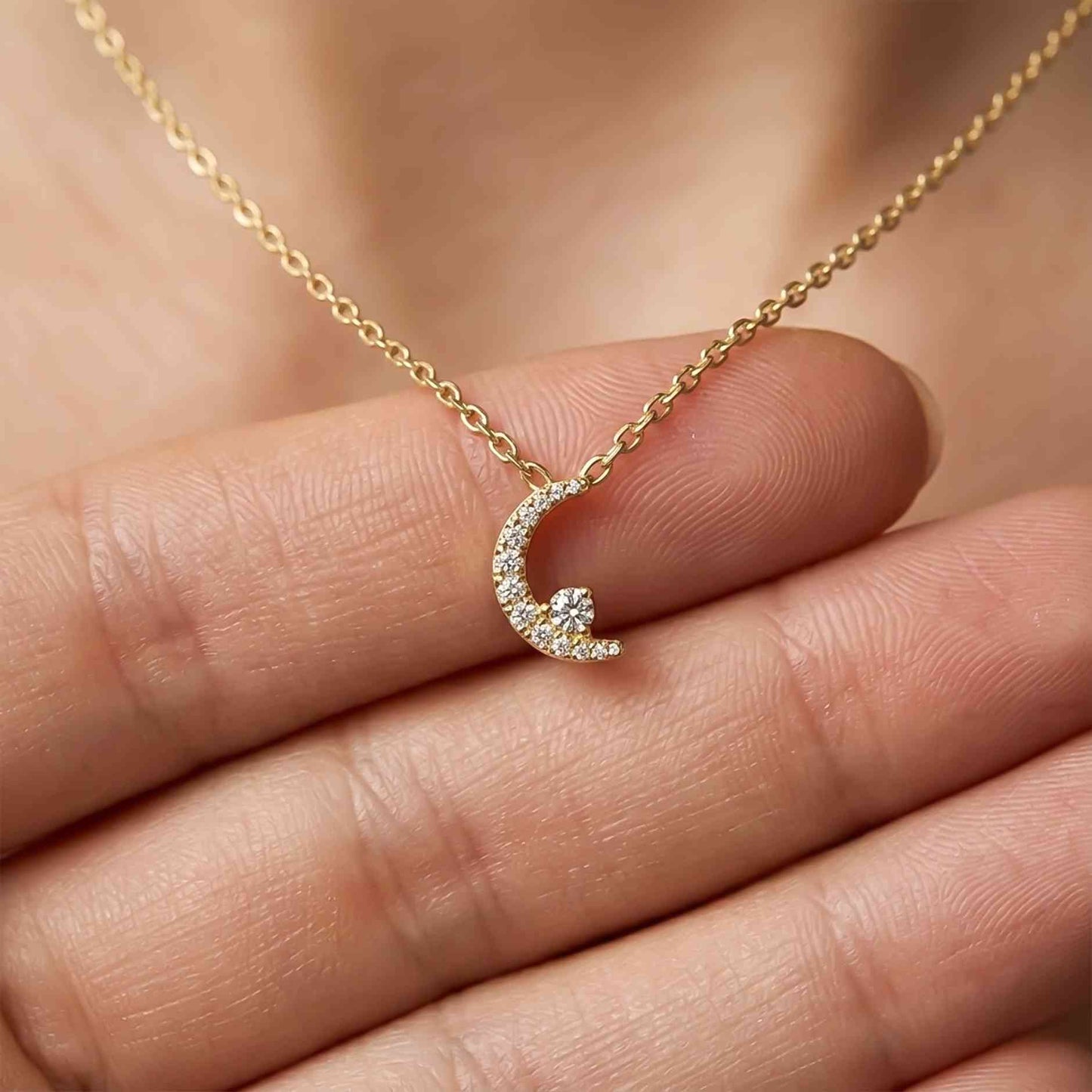 0.20Ct Moissanite Crescent Moon Pendant