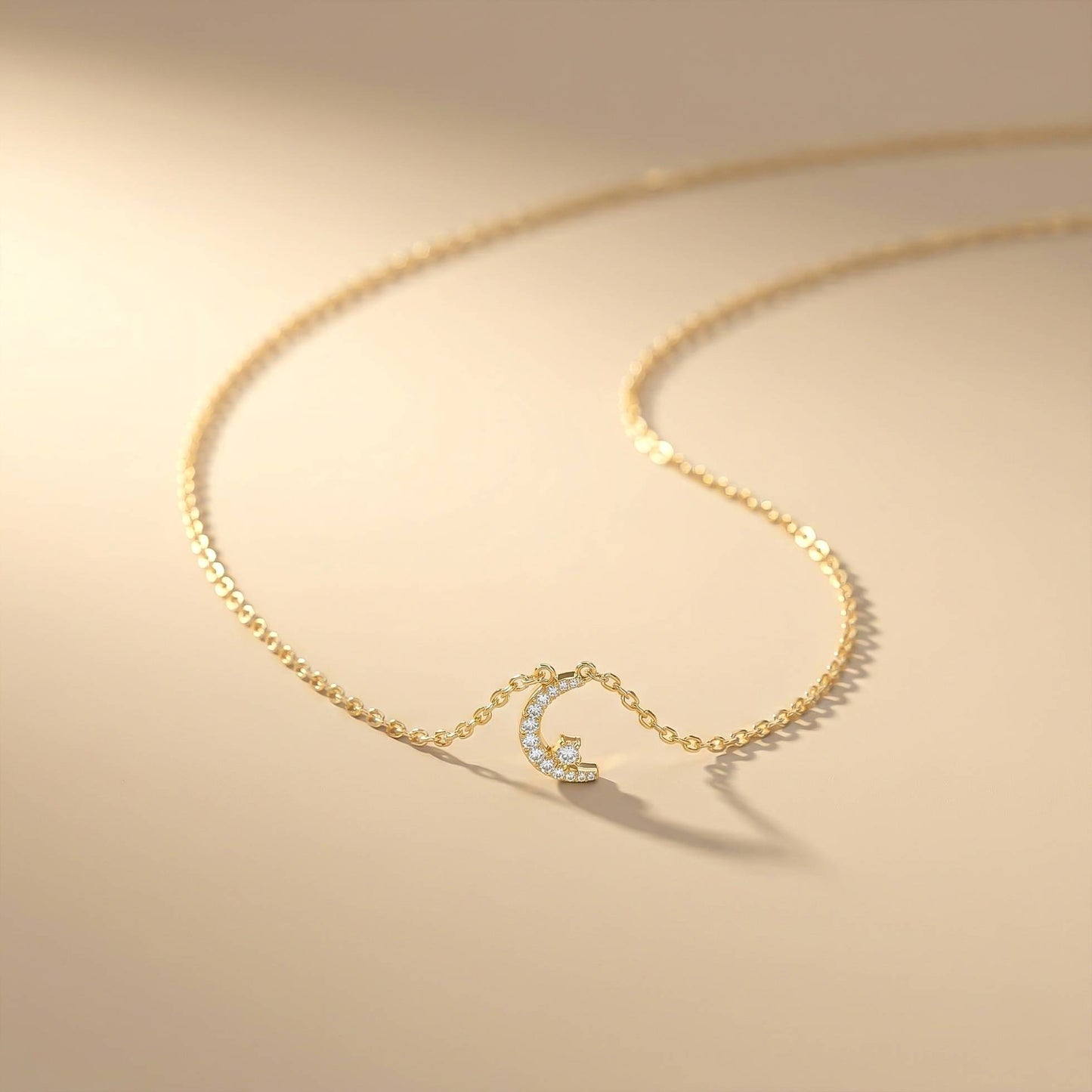 0.20Ct Moissanite Crescent Moon Pendant