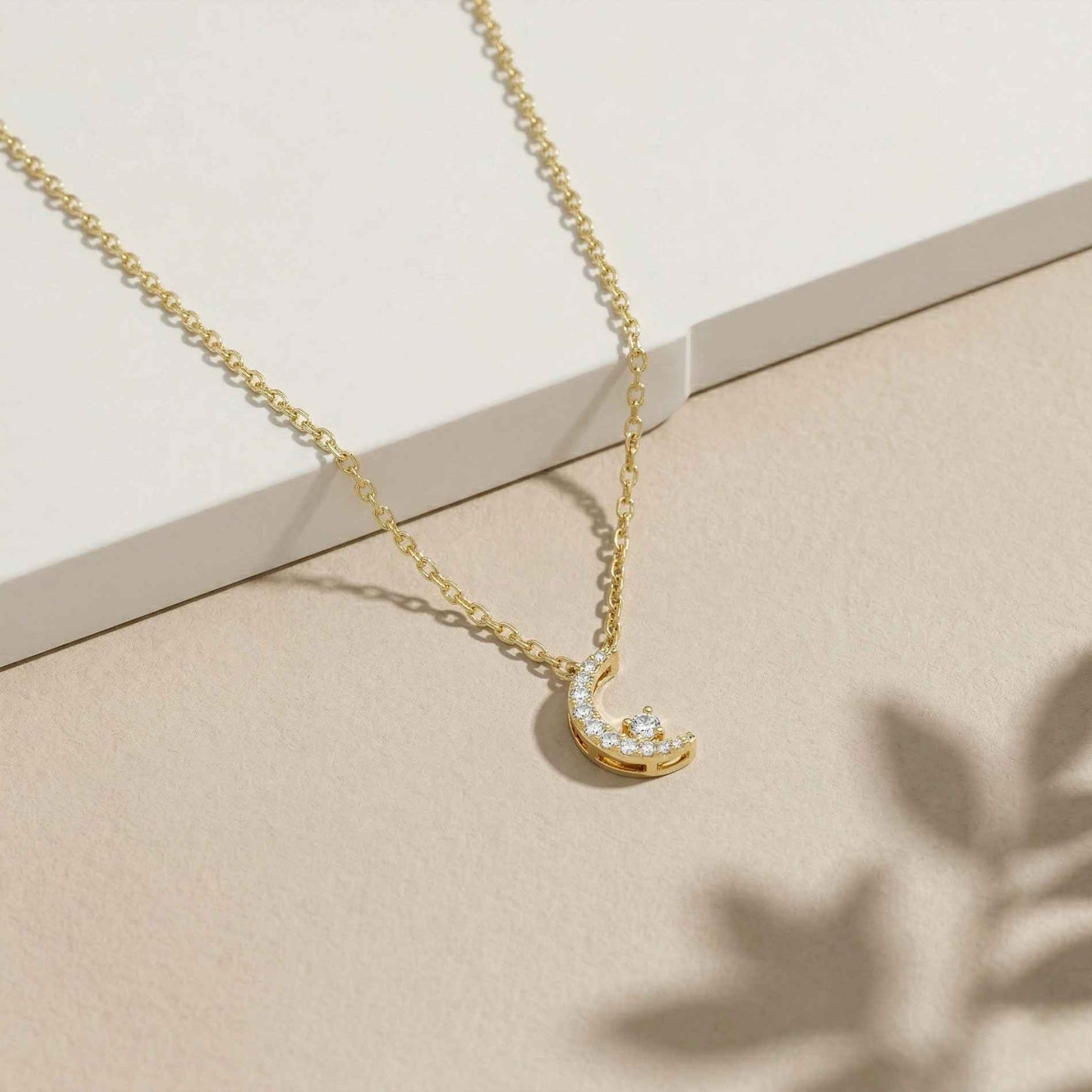 0.20Ct Moissanite Crescent Moon Pendant