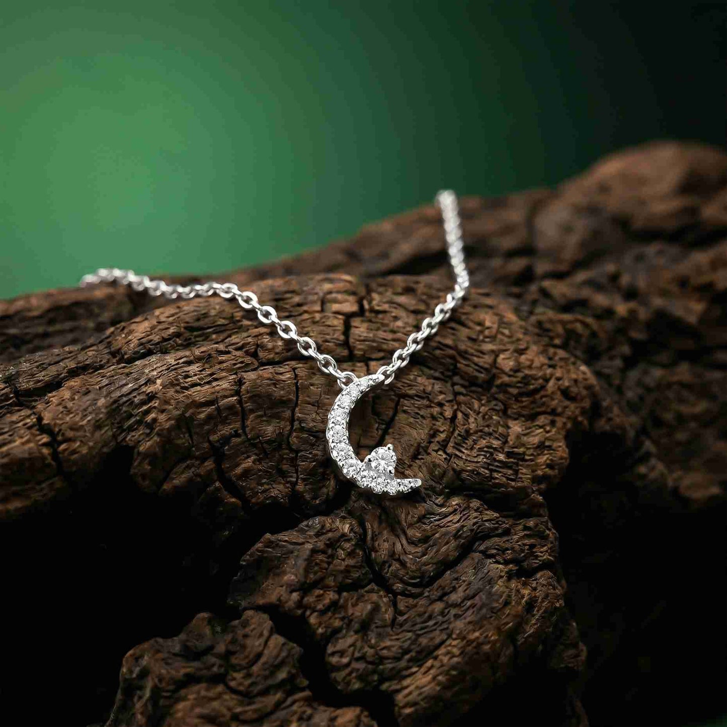 0.20Ct Moissanite Crescent Moon Pendant