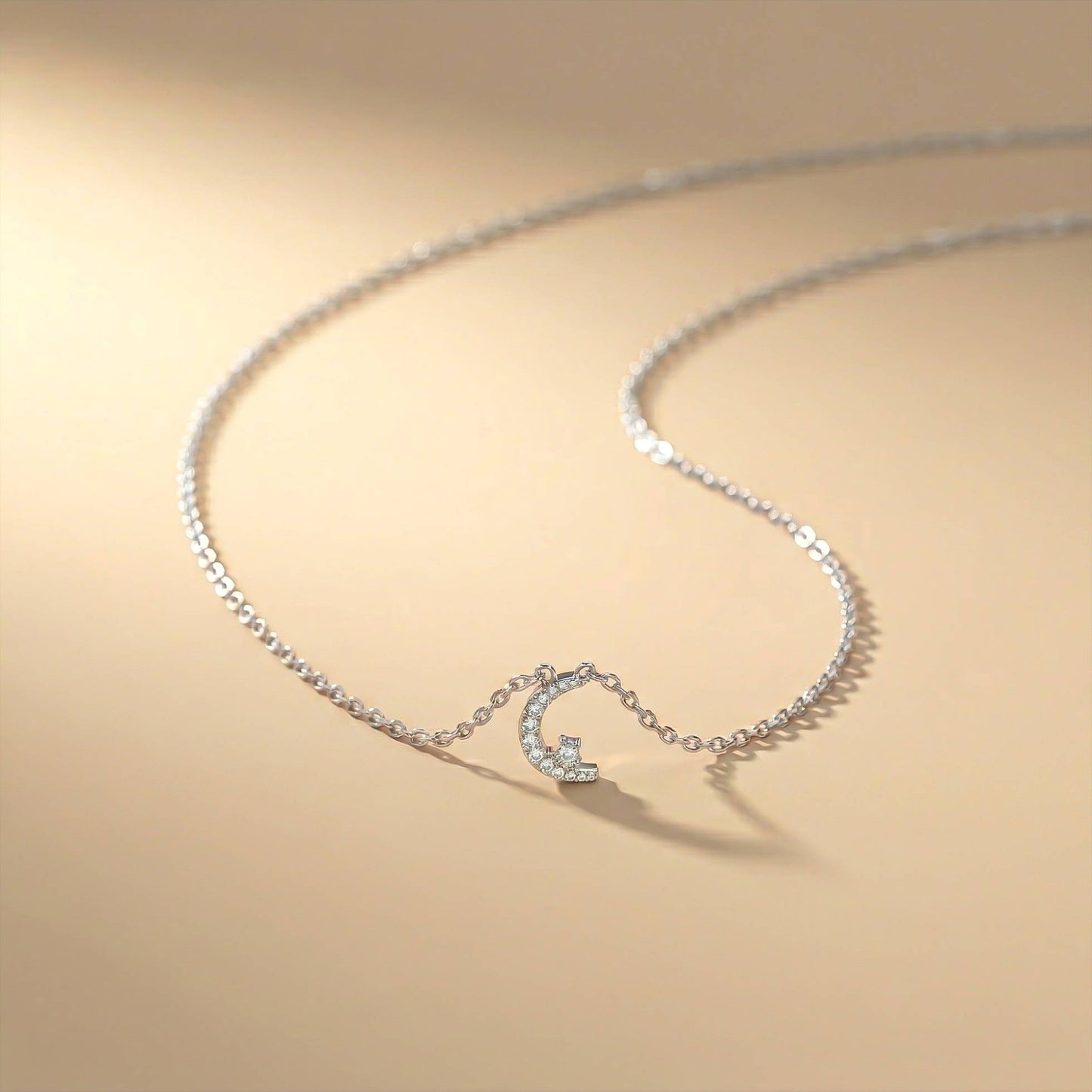0.20Ct Moissanite Crescent Moon Pendant