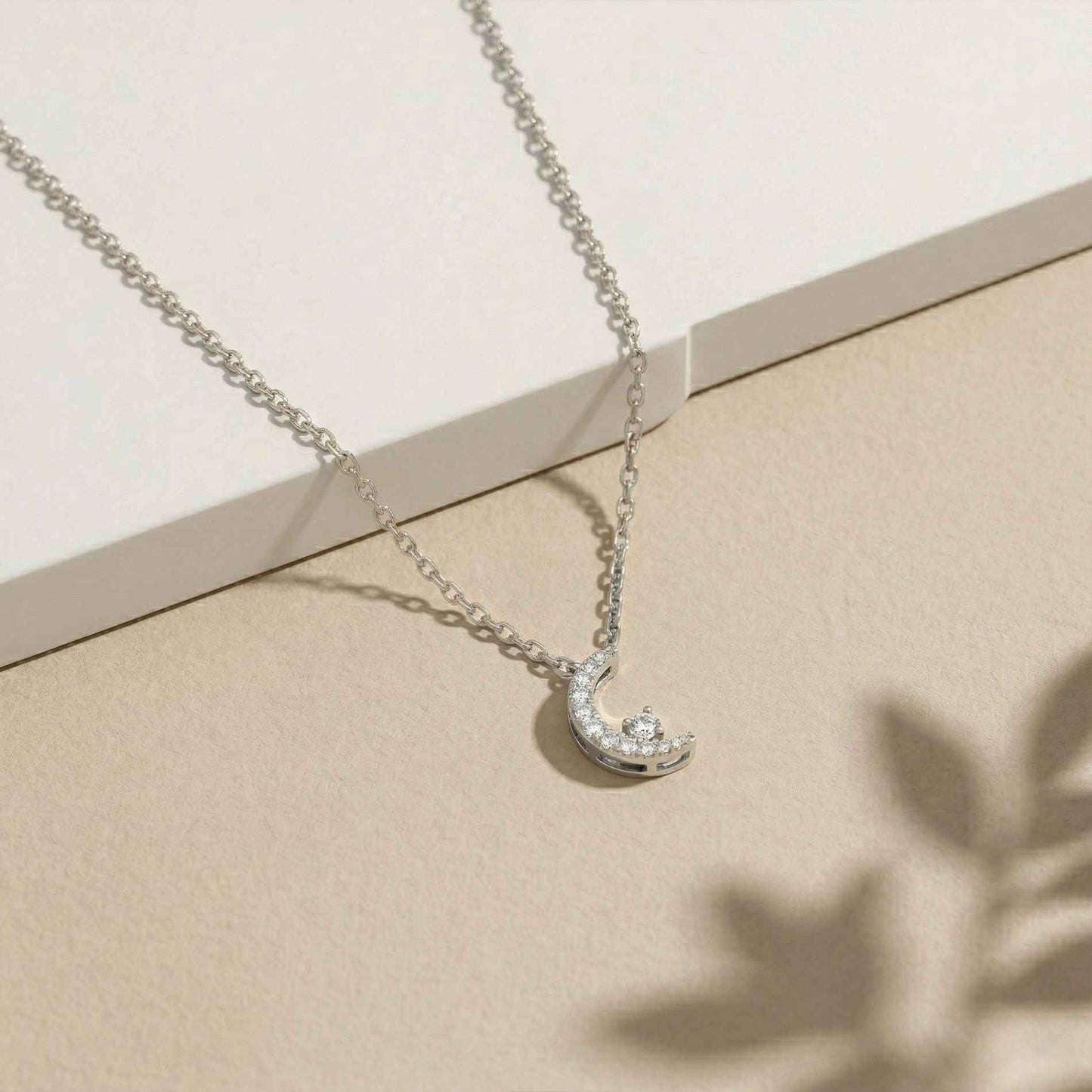 0.20Ct Moissanite Crescent Moon Pendant