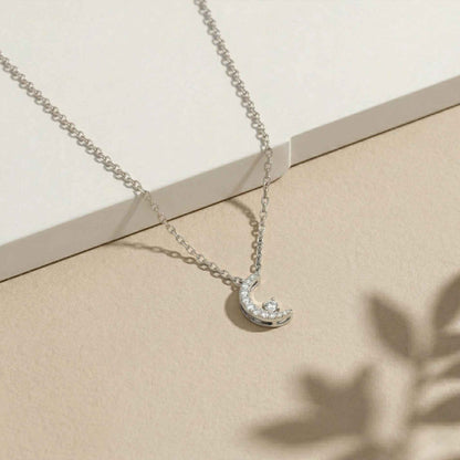 0.20Ct Moissanite Crescent Moon Pendant