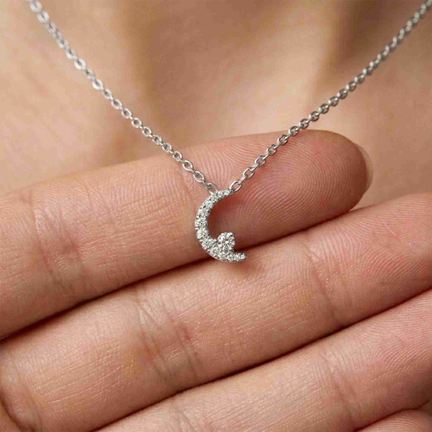 0.20Ct Moissanite Crescent Moon Pendant