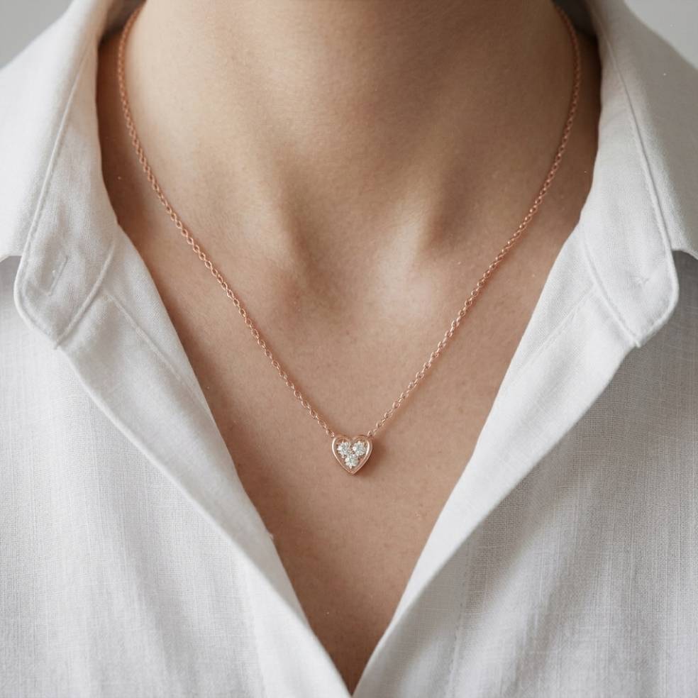 0.36Ct Moissanite Classic Heart Trio Pendant