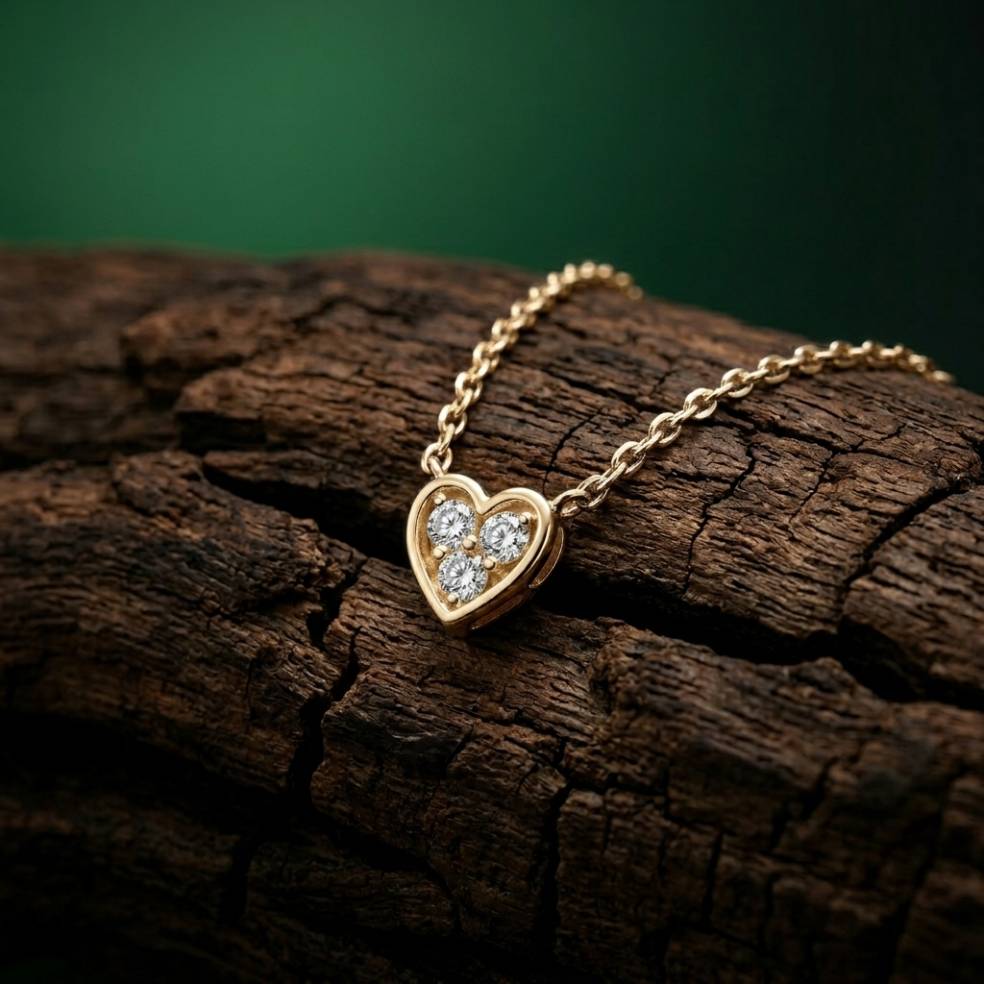 0.36Ct Moissanite Classic Heart Trio Pendant