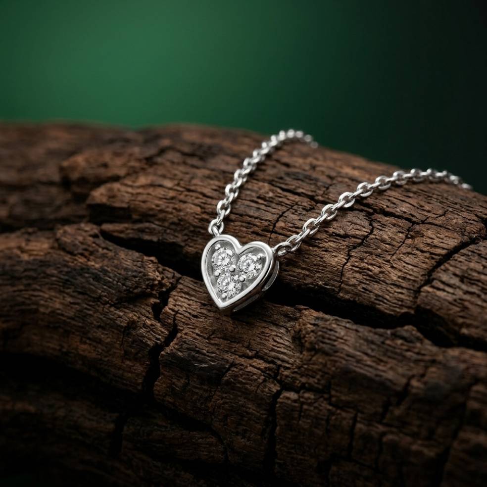 0.36Ct Moissanite Classic Heart Trio Pendant