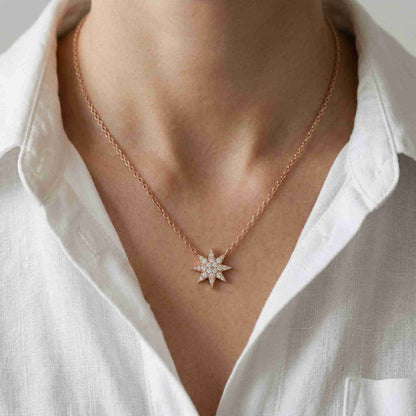 0.17Ct Moissanite Celestial Starburst Pendant