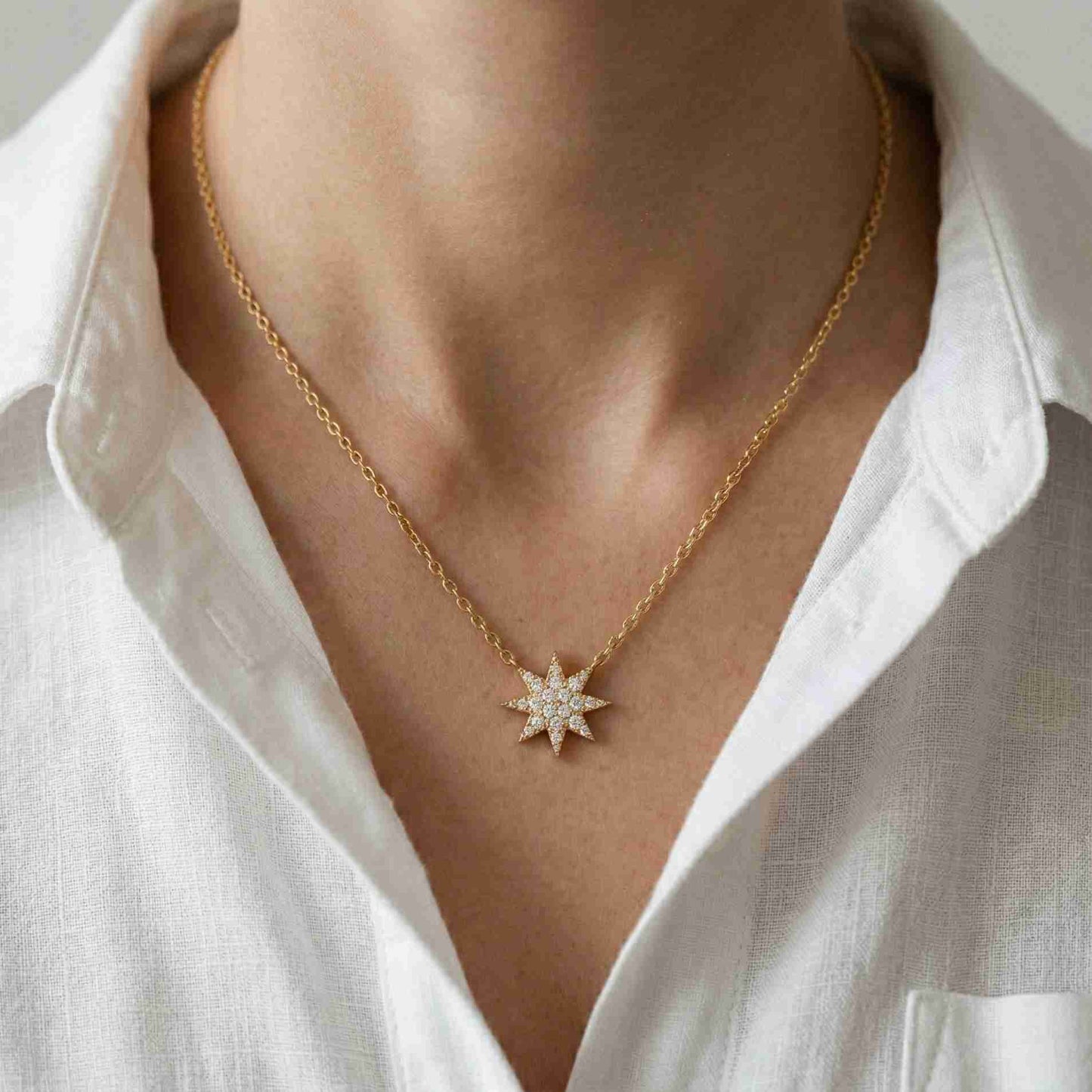 0.17Ct Moissanite Celestial Starburst Pendant