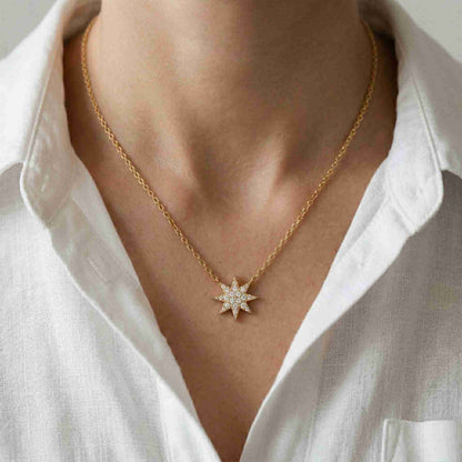 0.17Ct Moissanite Celestial Starburst Pendant