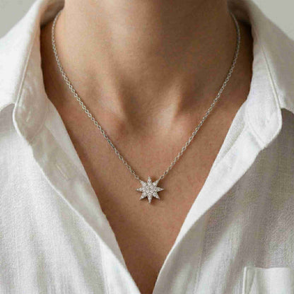 0.17Ct Moissanite Celestial Starburst Pendant