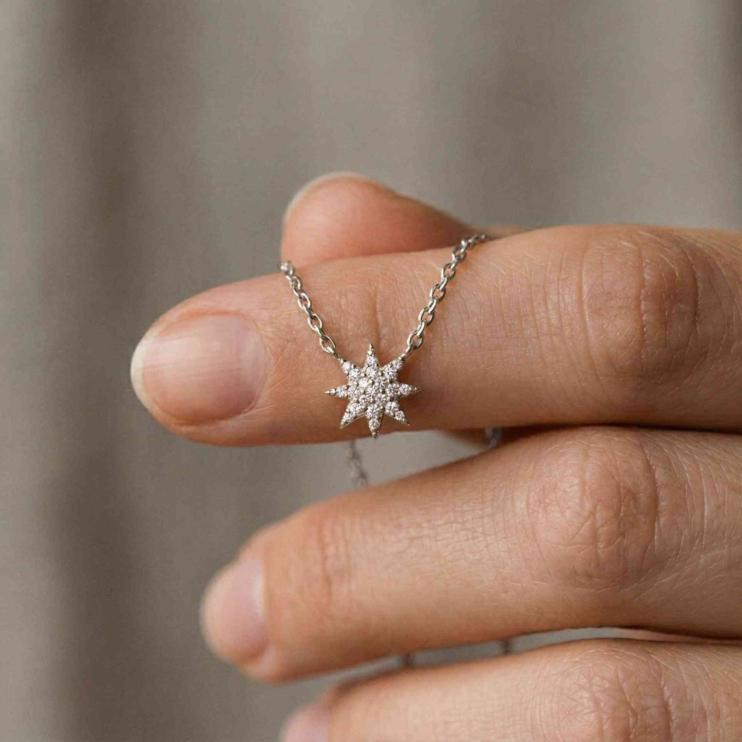 0.17Ct Moissanite Celestial Starburst Pendant