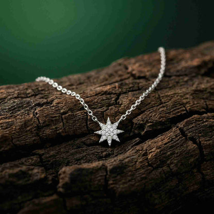 0.17Ct Moissanite Celestial Starburst Pendant