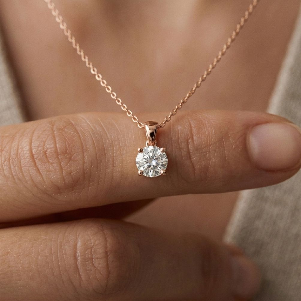 1Ct Moissanite Classic Solitaire Round Pendant