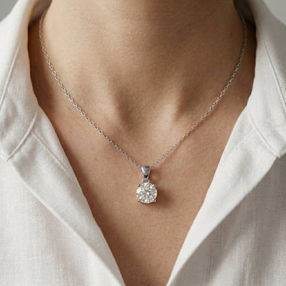 1Ct Moissanite Classic Solitaire Round Pendant