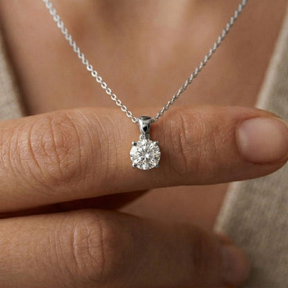 1Ct Moissanite Classic Solitaire Round Pendant