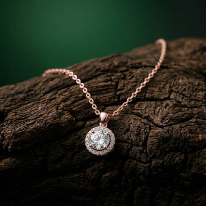 1.2Ct Moissanite Round Halo Solitaire Pendant