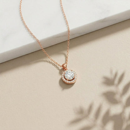 1.2Ct Moissanite Round Halo Solitaire Pendant