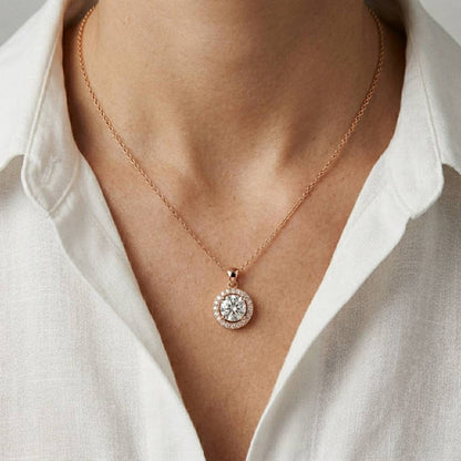 1.2Ct Moissanite Round Halo Solitaire Pendant