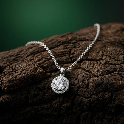 1.2Ct Moissanite Round Halo Solitaire Pendant
