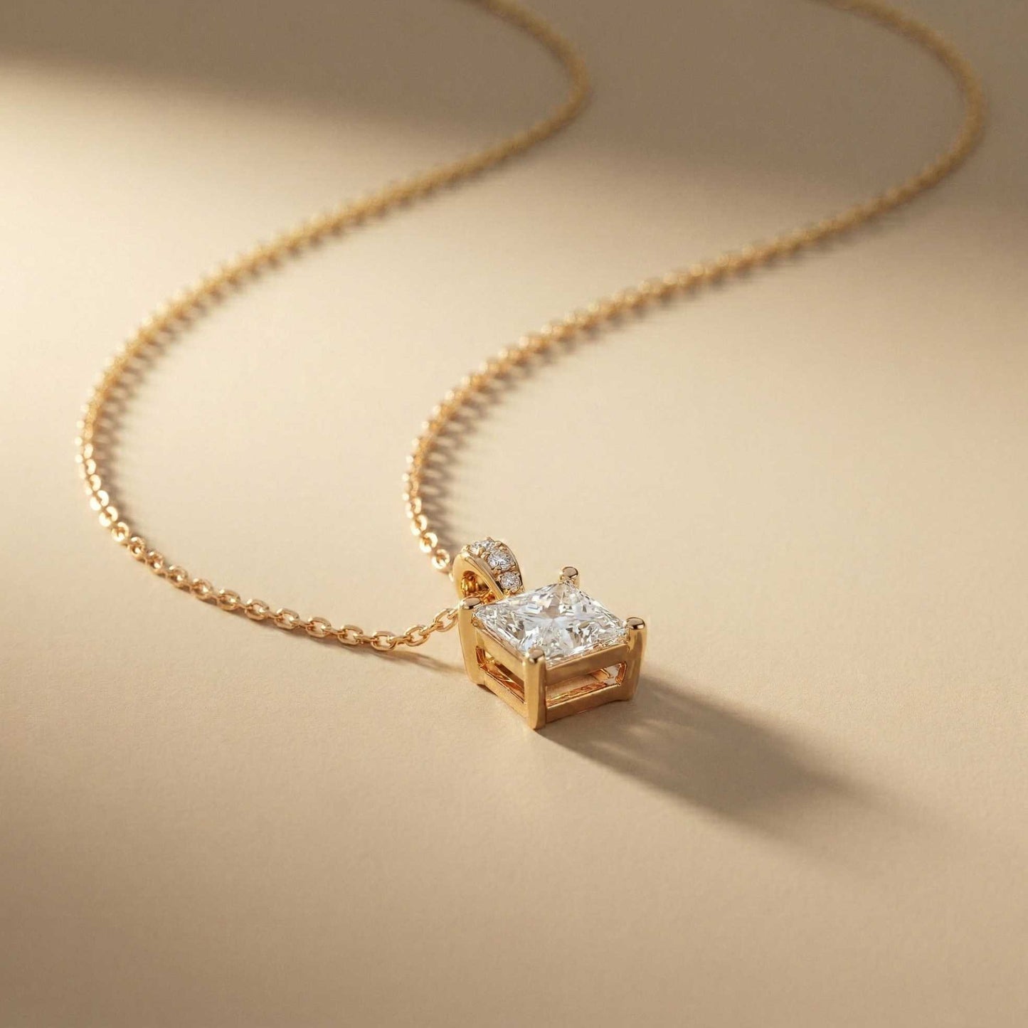 0.043Ct Moissanite Princess Cut Solitaire Pendant