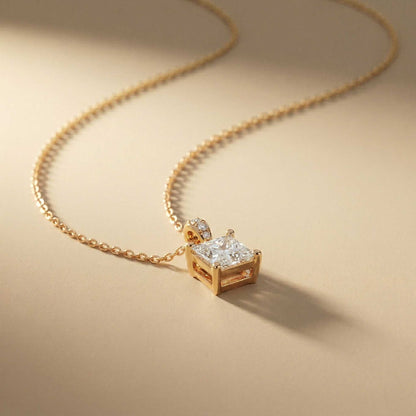 0.043Ct Moissanite Princess Cut Solitaire Pendant