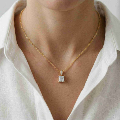 0.043Ct Moissanite Princess Cut Solitaire Pendant