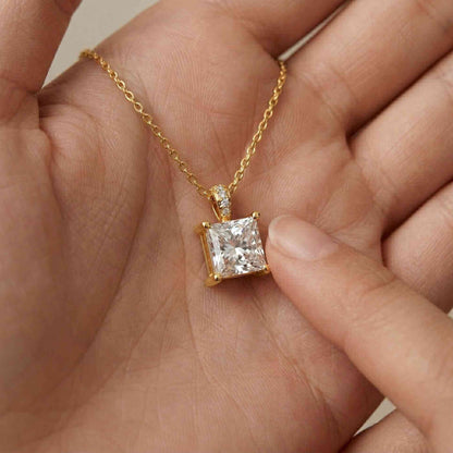 0.043Ct Moissanite Princess Cut Solitaire Pendant
