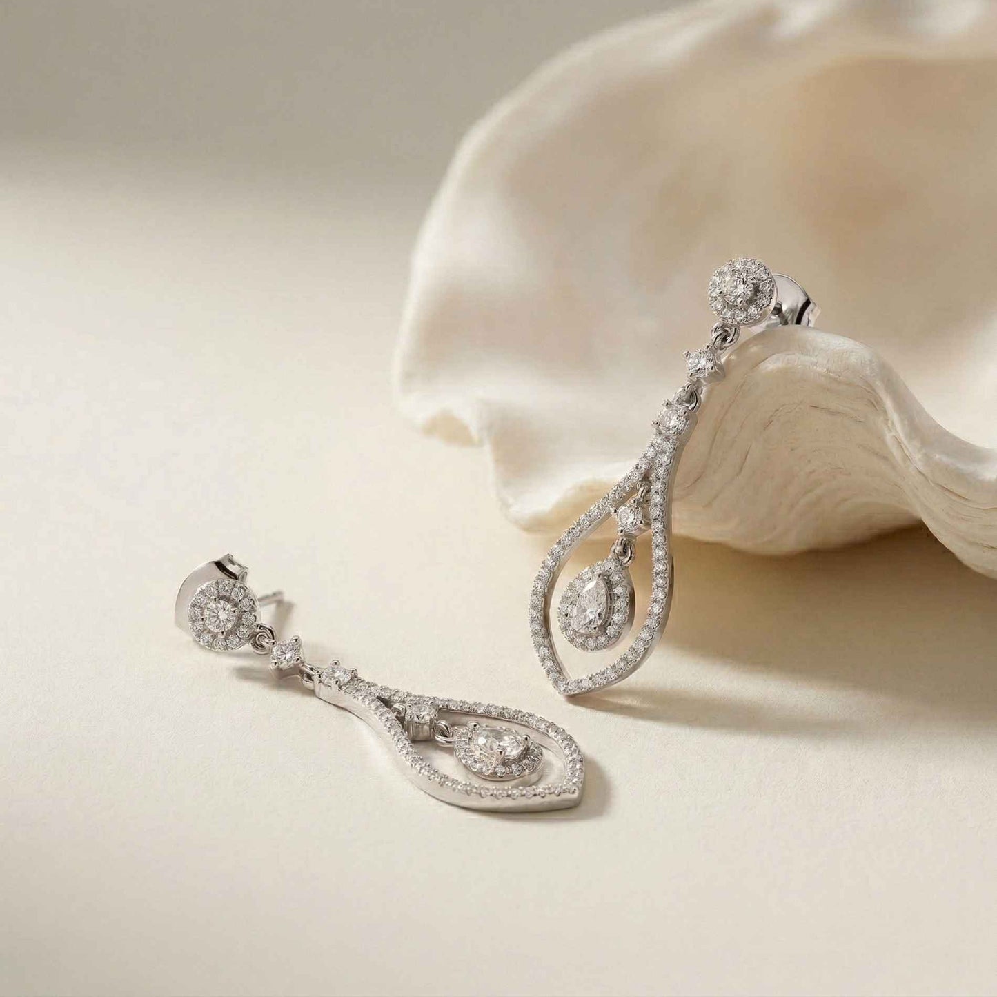 1.29Ct Moissanite Elegant Teardrop Dangle Earrings