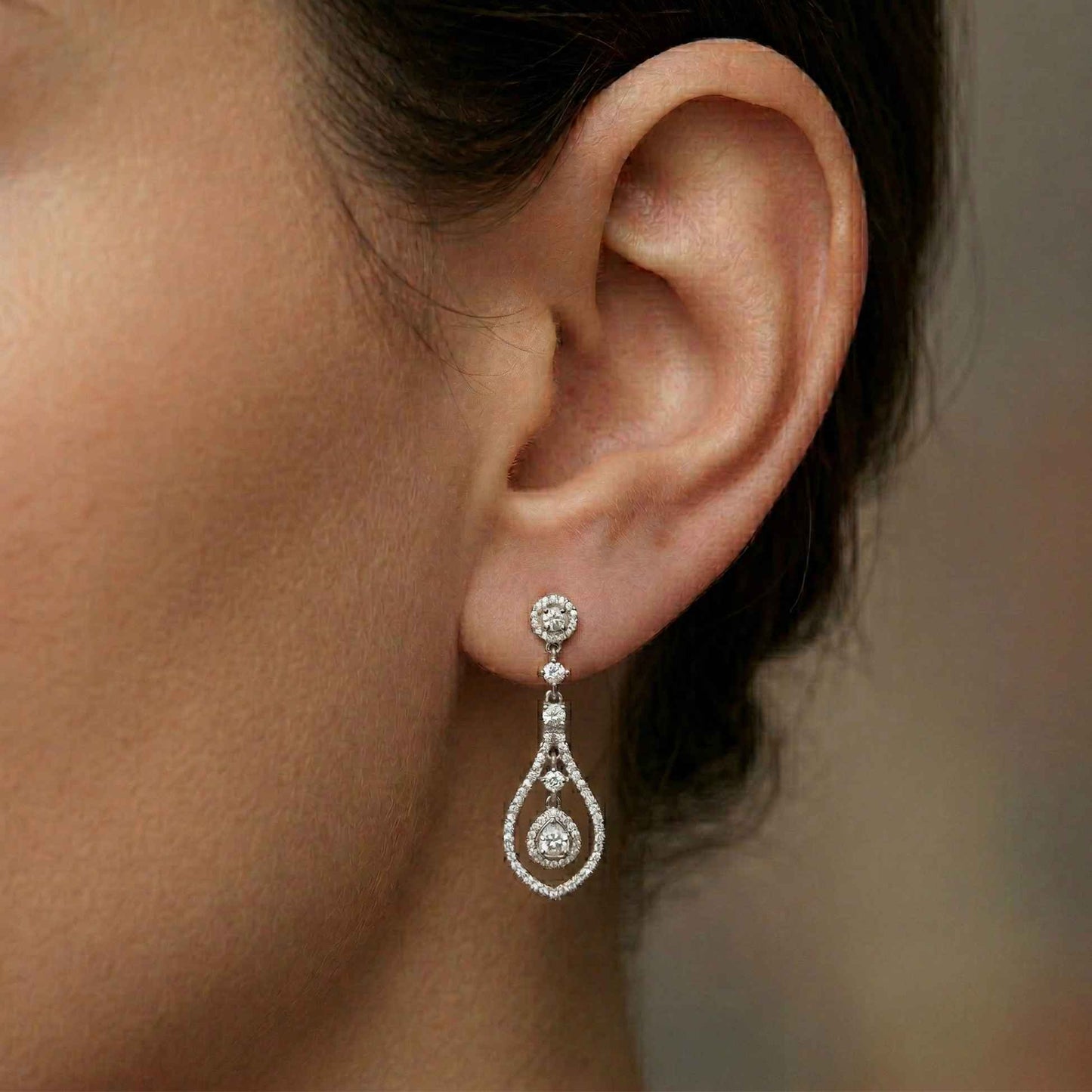 1.29Ct Moissanite Elegant Teardrop Dangle Earrings