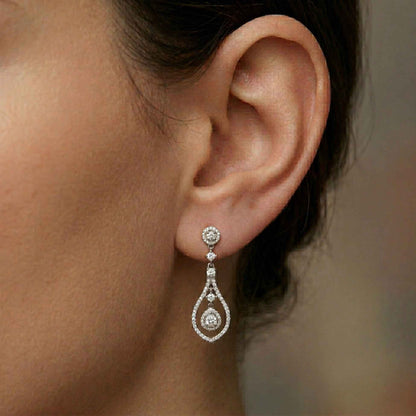 1.29Ct Moissanite Elegant Teardrop Dangle Earrings