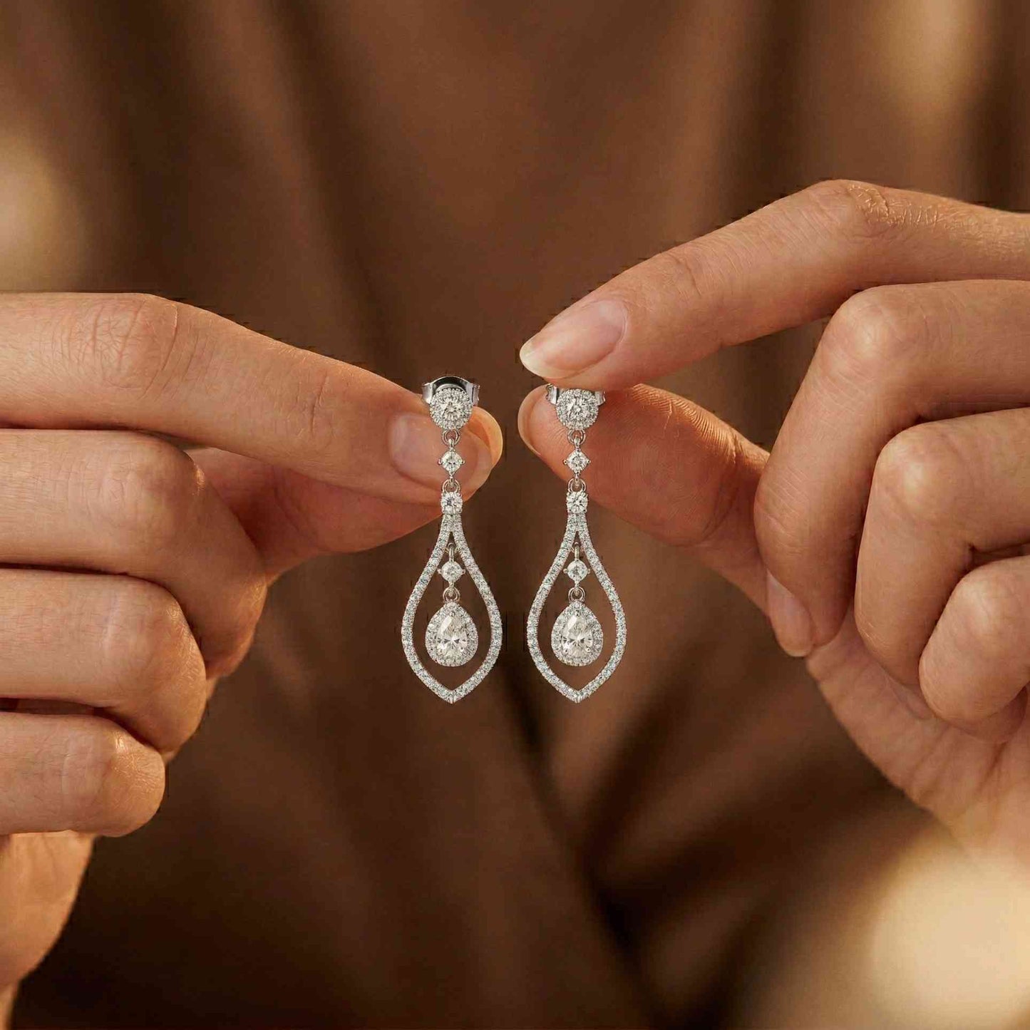 1.29Ct Moissanite Elegant Teardrop Dangle Earrings