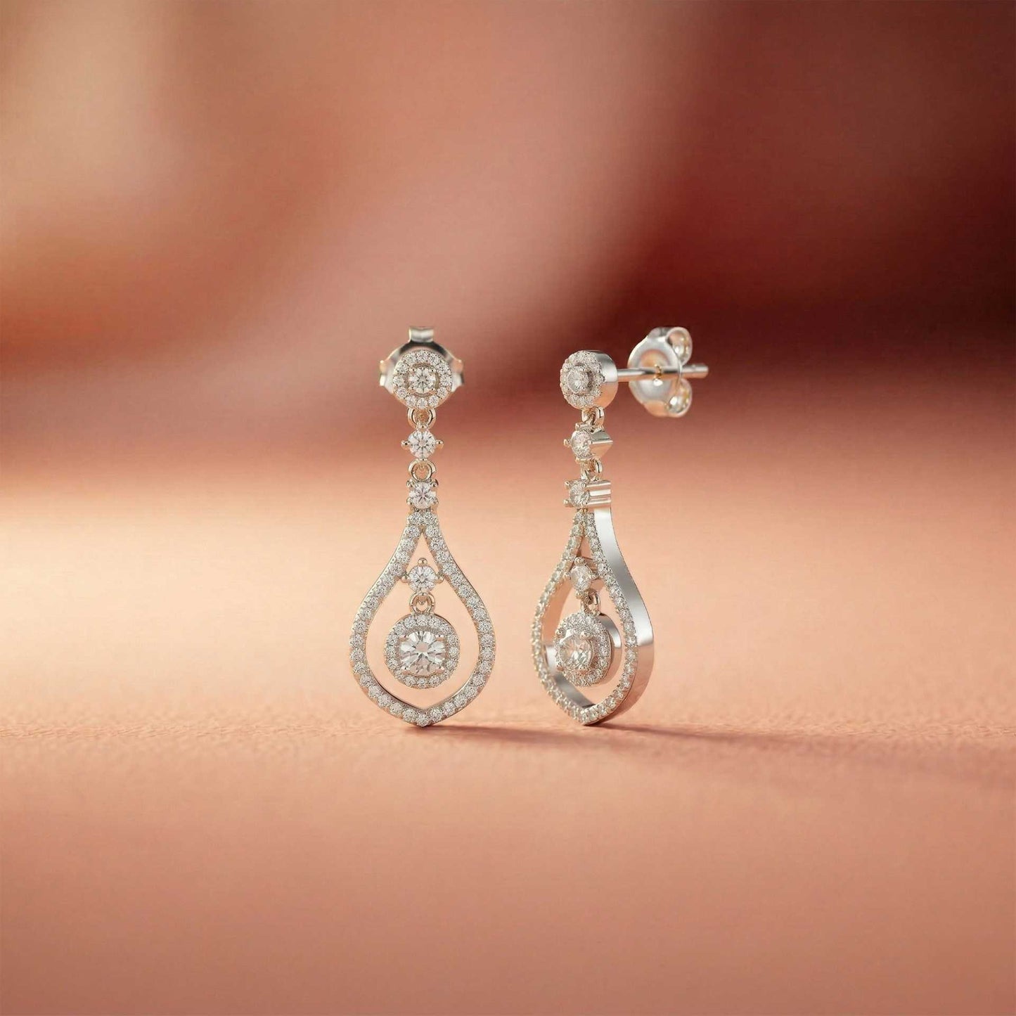 1.29Ct Moissanite Elegant Teardrop Dangle Earrings