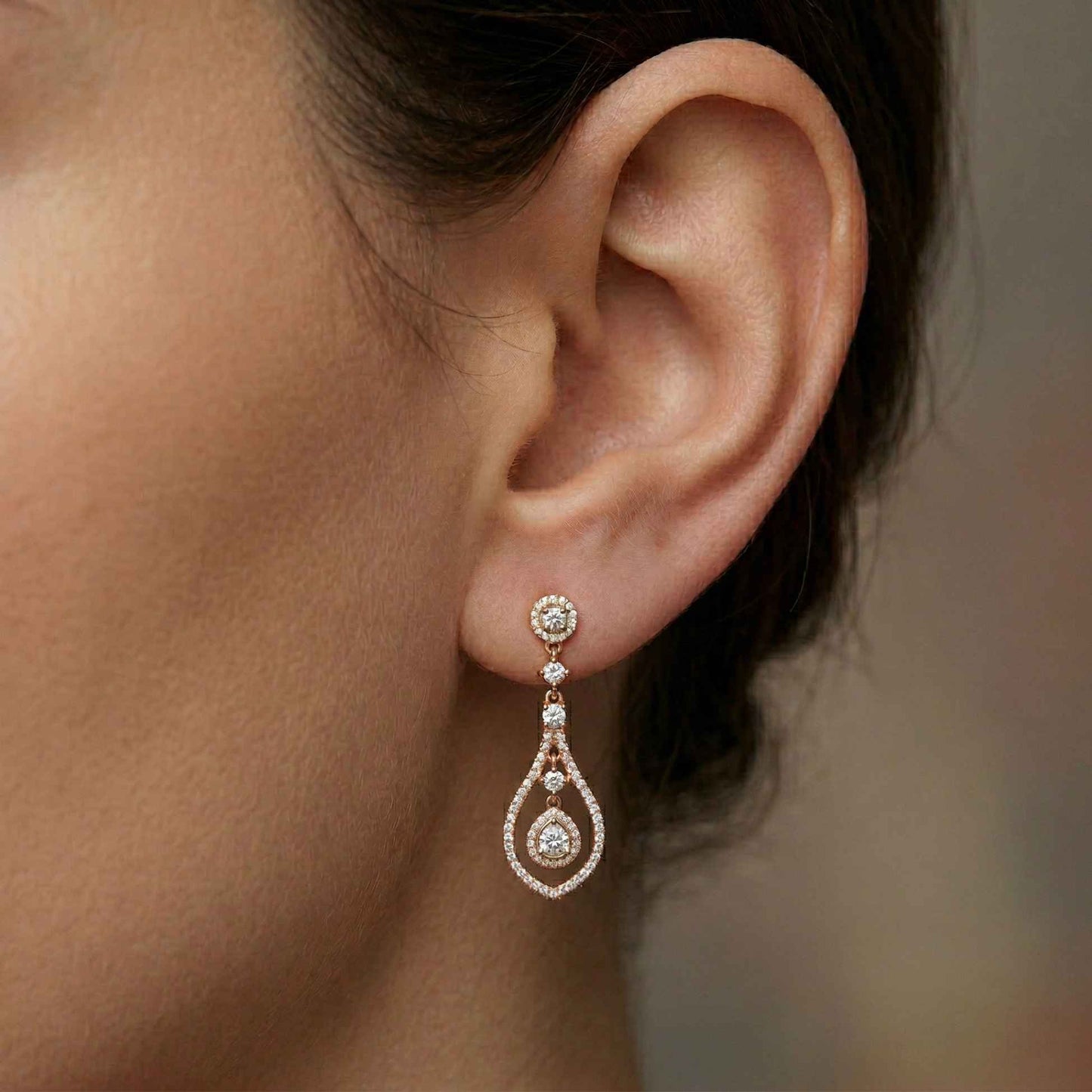 1.29Ct Moissanite Elegant Teardrop Dangle Earrings
